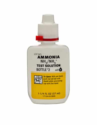 Rishon Le Zion, Israel-December 9, 2014: Plastic bottle of Ammonia NH3/NH4 Test Solution Bottle 1 37ml. Produced by Aquarium Pharmaceuticals Inc. (API), USA