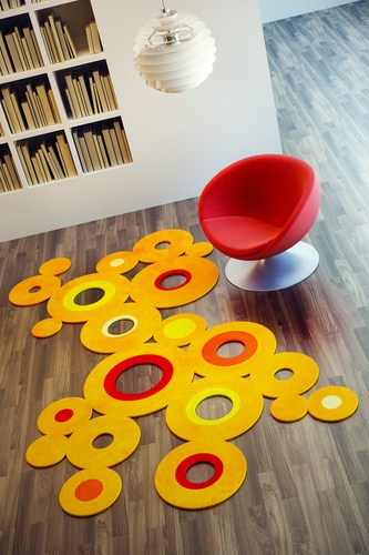 Pop art style rugs and round rugs are perfect for reading nooks and lounge rooms